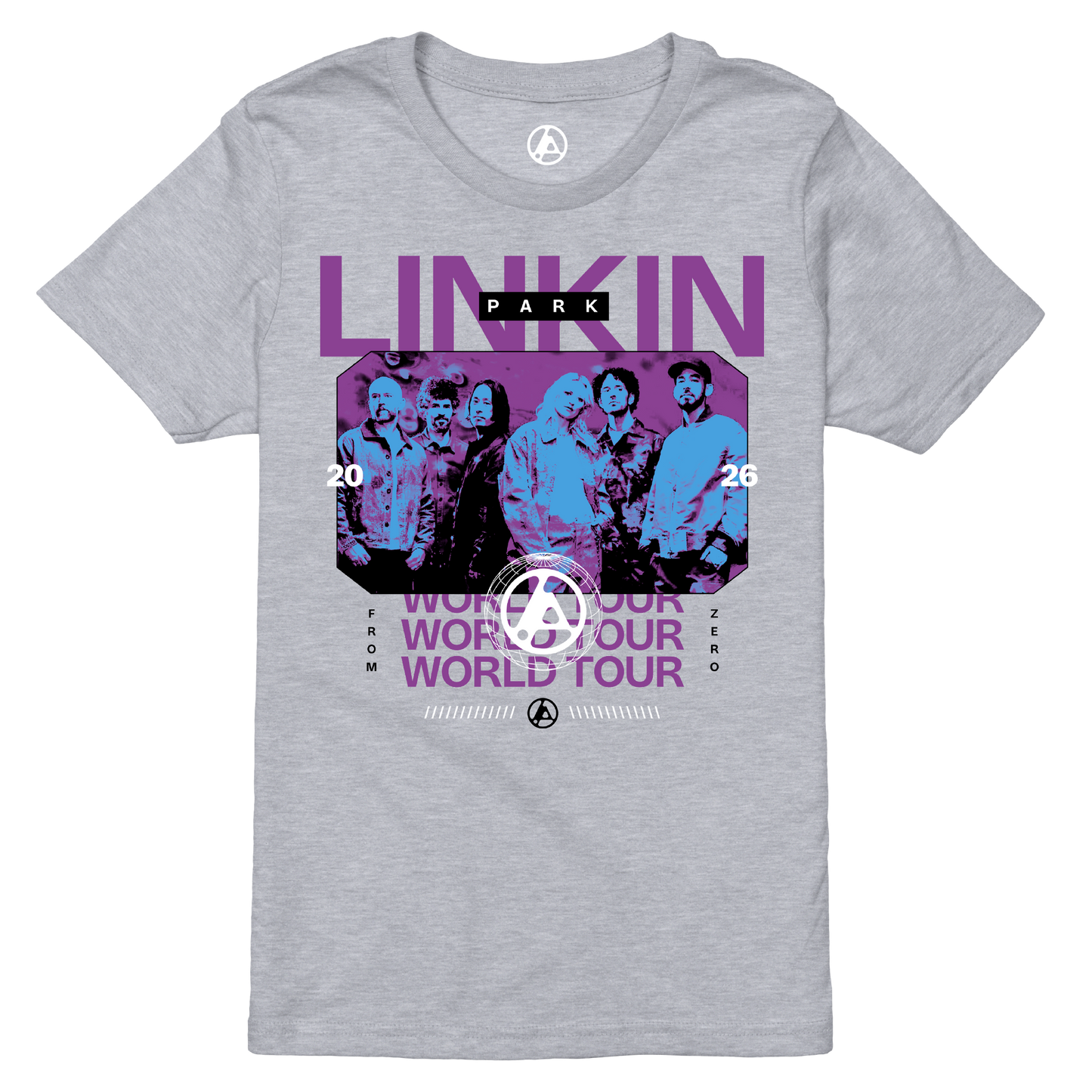 Gray youth t-shirt with Linkin Park graphic design