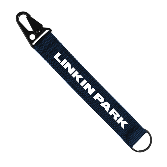 Navy blue keychain with 'Linkin Park' branding