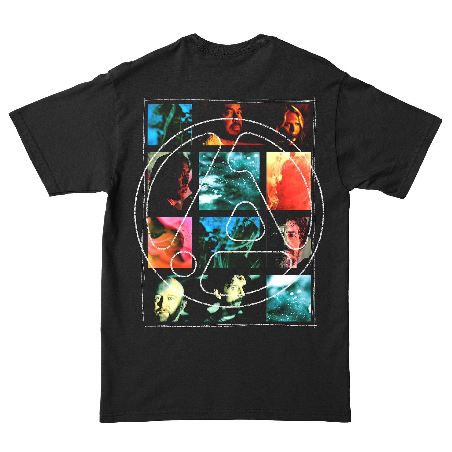 Black Linkin Park t-shirt with a colorful graphic collage design 