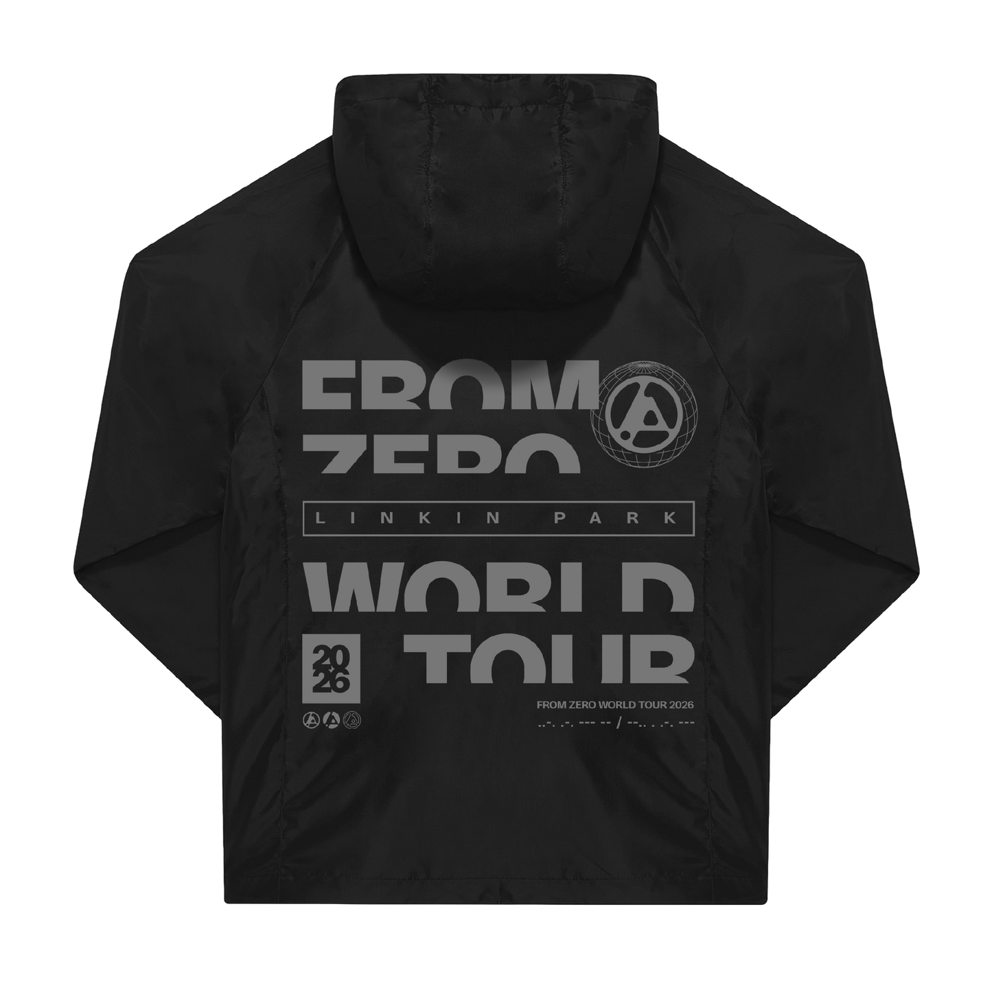 Black jacket with Linkin Park 'From Zero World Tour' text 