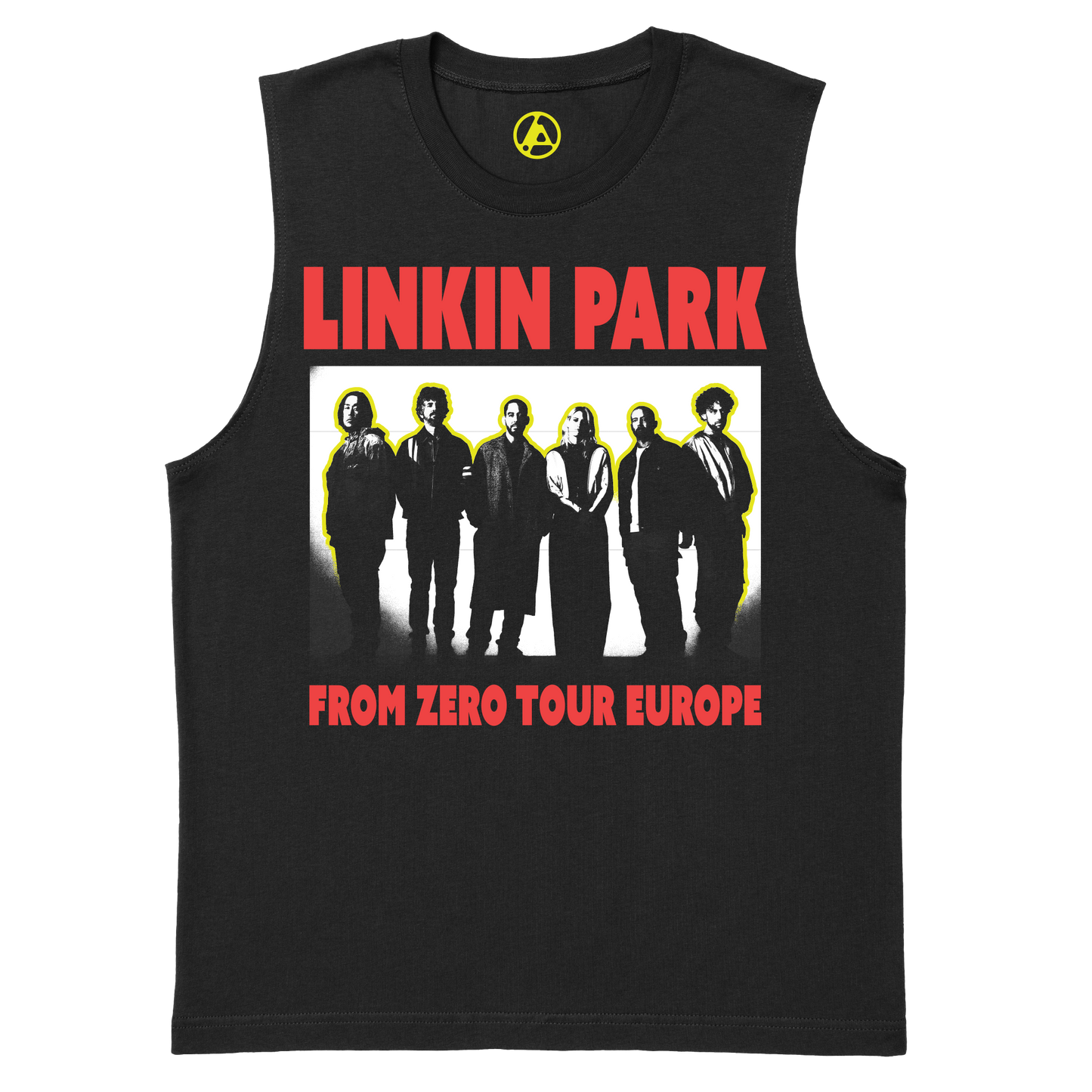 Black sleeveless shirt with Linkin Park graphic