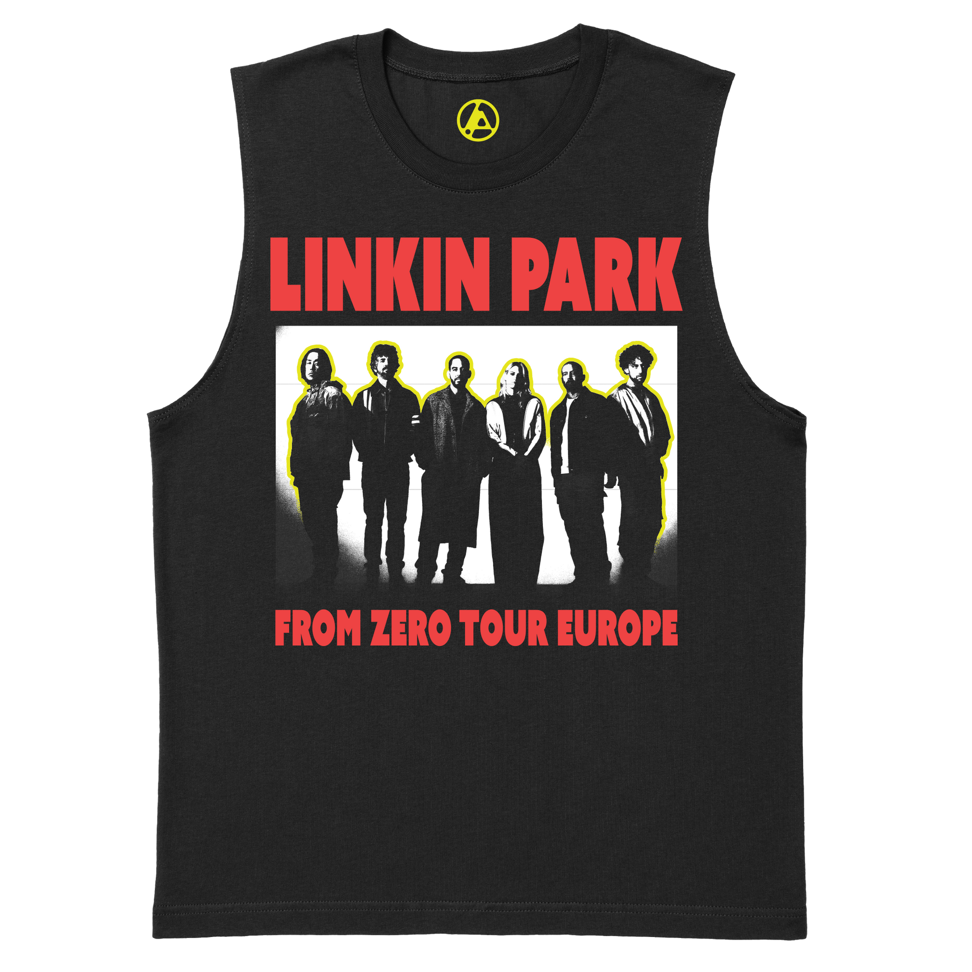 Black sleeveless shirt with Linkin Park graphic