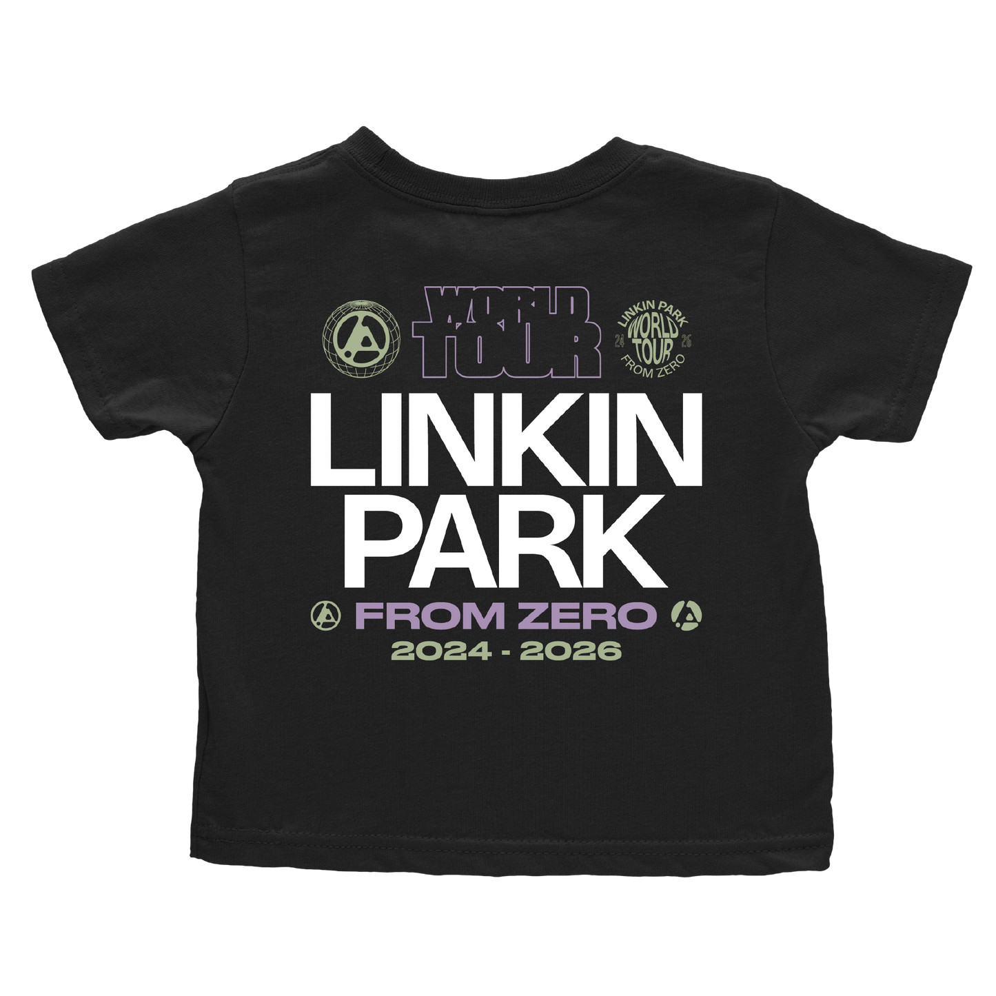 Black kids t-shirt with Linkin Park branding and tour information 