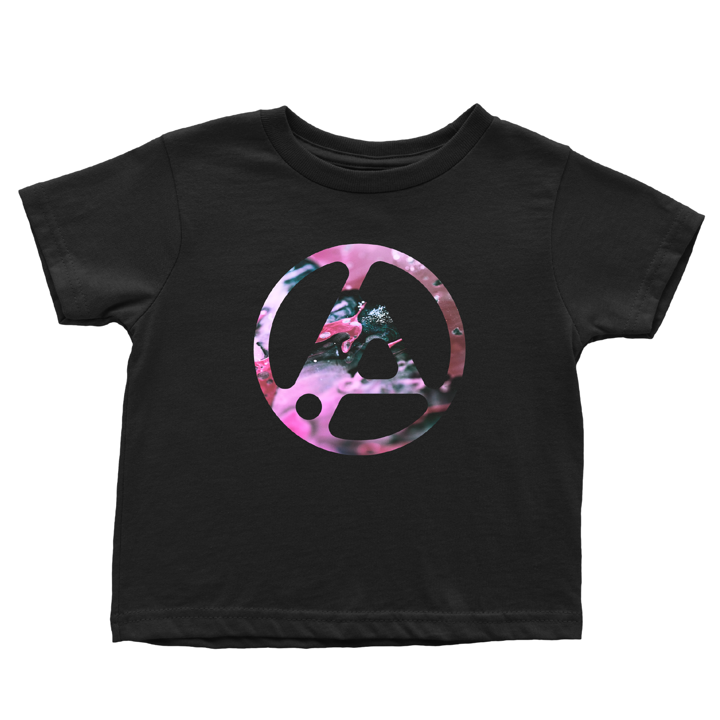 Black kids t-shirt with a colorful symbol